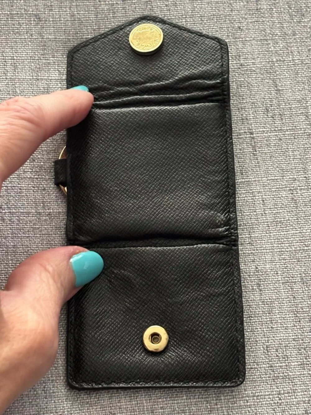 Michael Kors Saffiano Leather Mini Envelope Coin Pouch Keychain Wallet Black